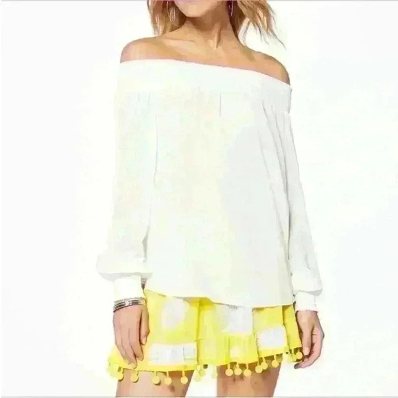 Ramy Brook Off The Shoulder Long Sleeve Sheer White Top Size M/L - Picture 5 of 13